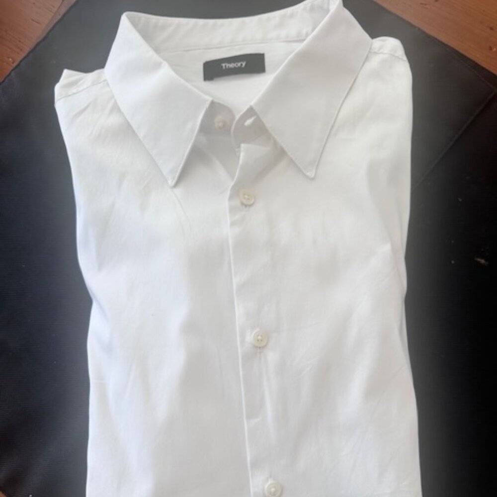 Men's Theory Long Sleeve White Button Down Shirt.  XXL